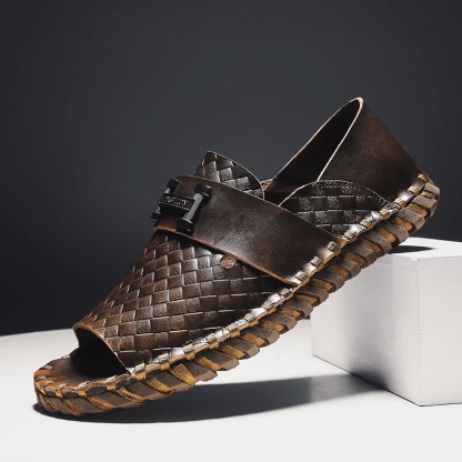 Men's Handcrafted Genuine Leather Sandals: Casual Beach Slippers