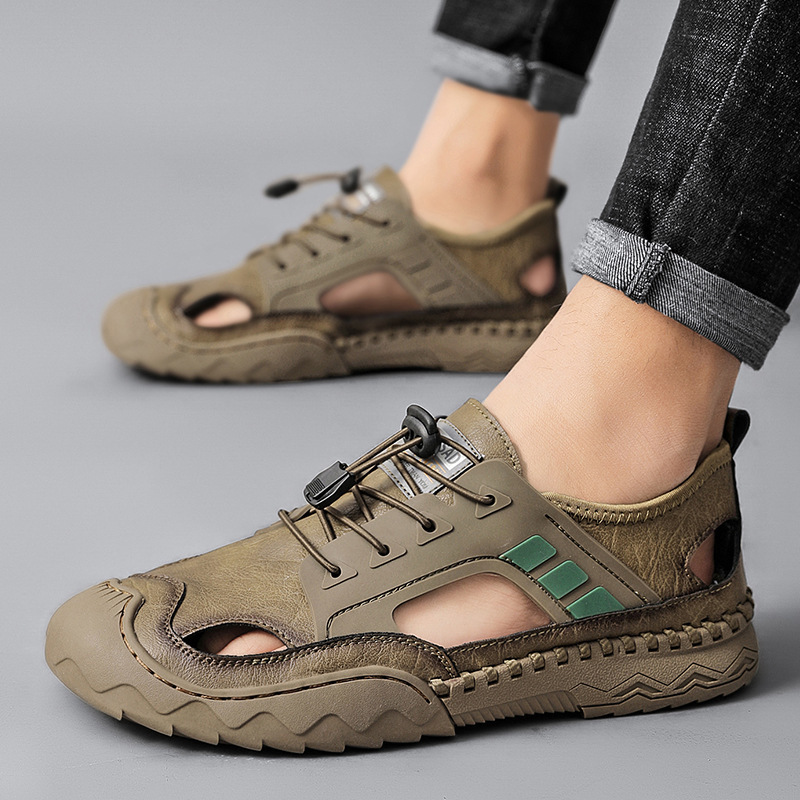 Men's comfortable genuine leather handmade breathable sandals