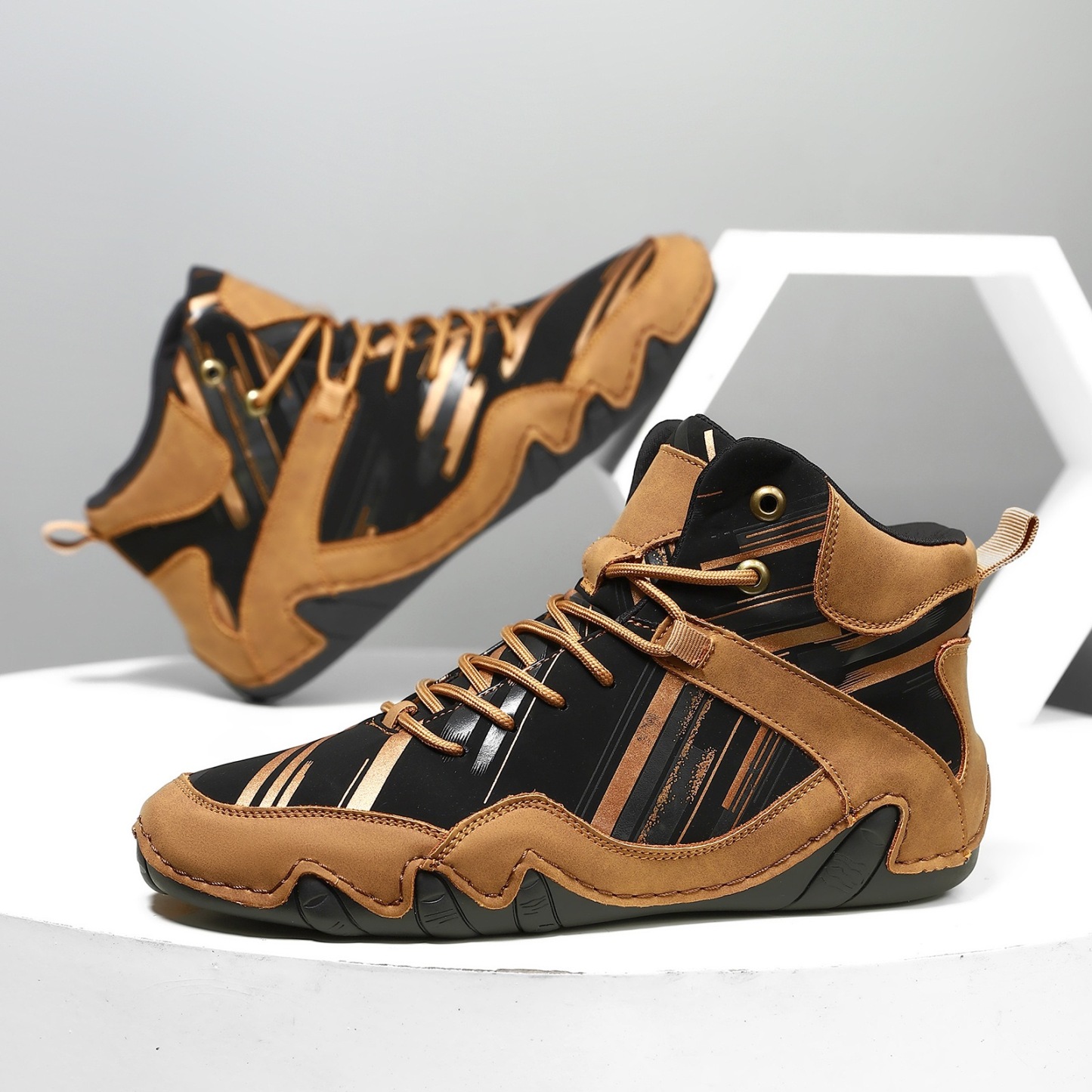 mens genuine leather orthopedic walking boots