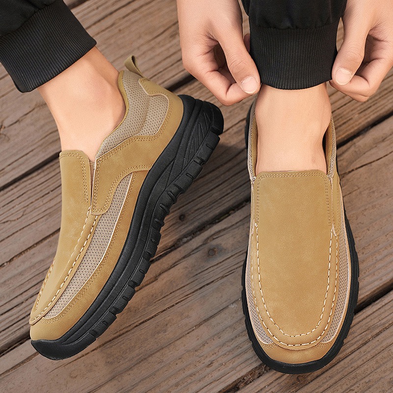 Men Leather Slip-On Shoes - Orthopedic Arch Support, Wide Toe Box, Comfortable Design