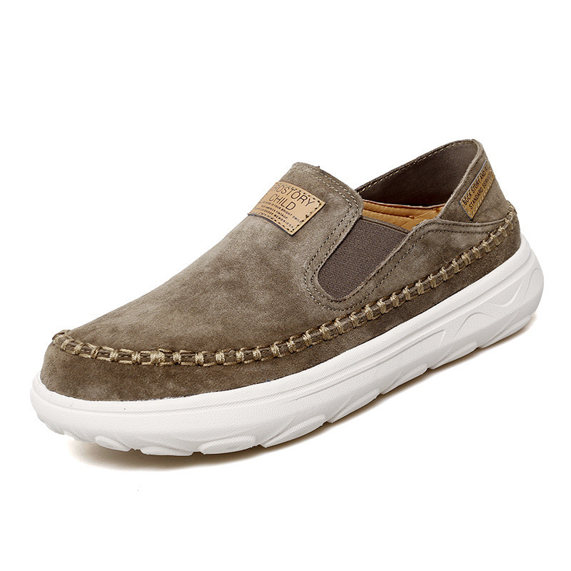 StrideCrafts Men's Soft Leather Sliders - Wide Toe & Two-Way Slip-On Moccasins