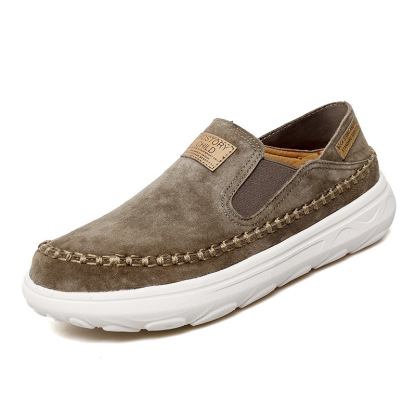 StrideCrafts Men's Soft Leather Sliders - Wide Toe & Two-Way Slip-On Moccasins