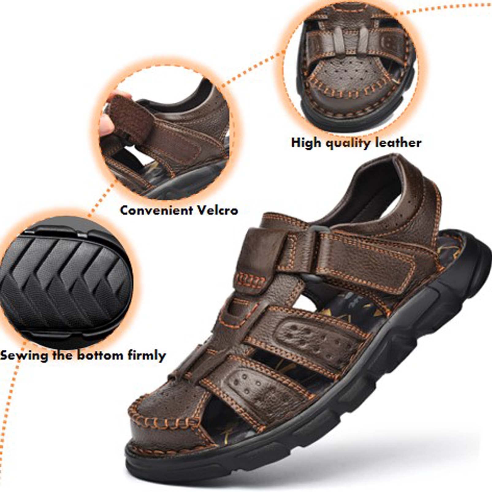 Men's  Closed Toe Outdoor Handmade Leather Sandal