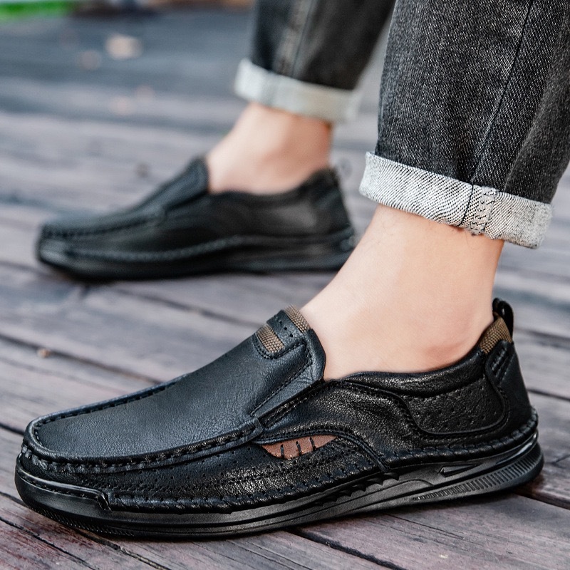 mens handmade genuine leather orthopedic loafers 