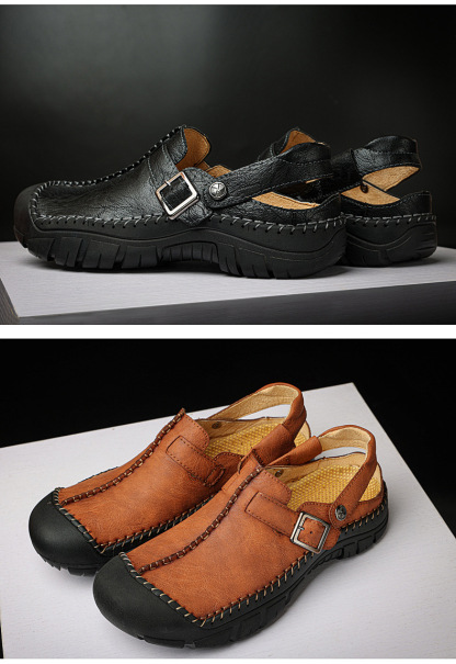 Men's handmade Italian cowhide two-way sandals