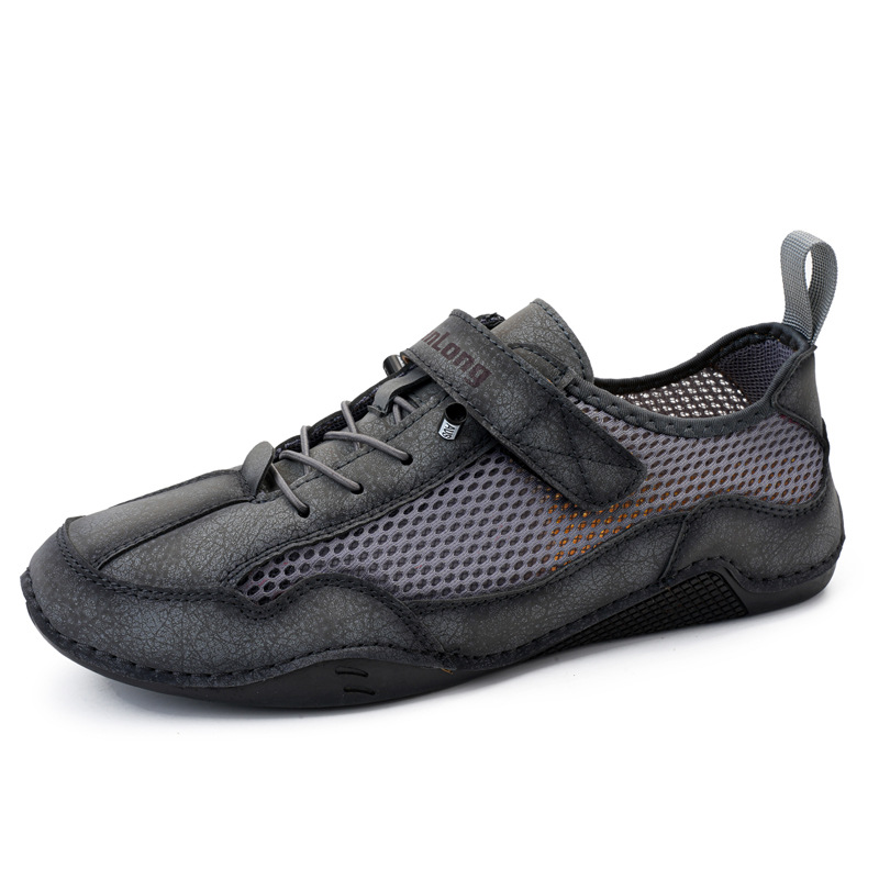 Men's Breathable Leather Orthopedic Shoes – Hand-Stitched, Non-Slip