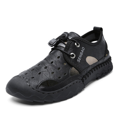 Men's Hollow Summer Sandals: Outdoor Casual Leather Shoes