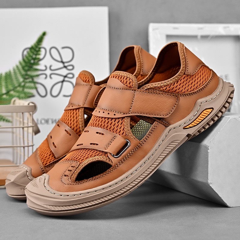 GARB Mens Handcrafted Cowhide Breaathable Orthopedic Outdoor Sandals