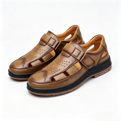 ⏰Last Day! 45% OFF  🔥GARB®Men's Handmade Genuine Leather Breathable Orthopedic Slip-on Sandals