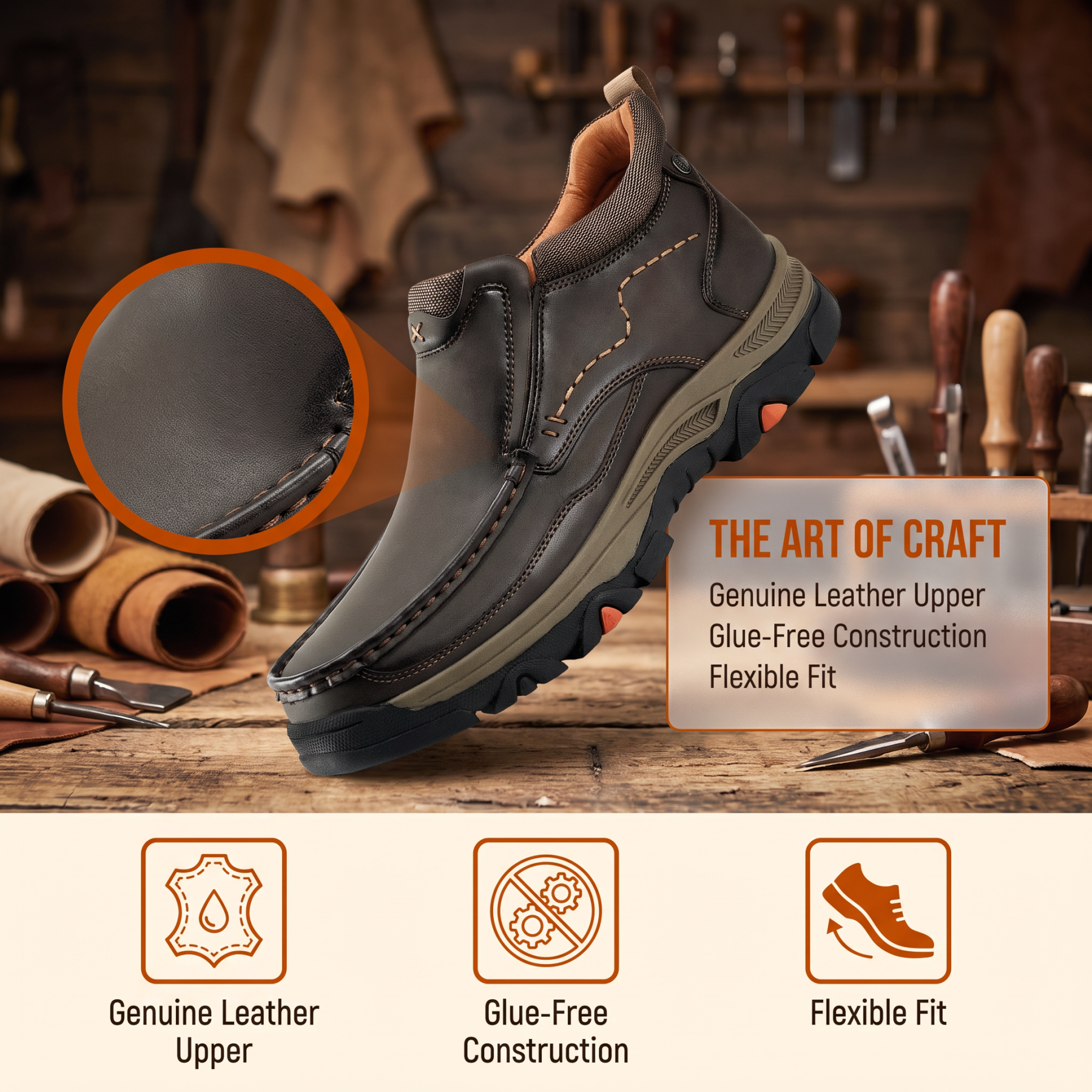 ⏰Last Day! 45% OFF  🔥GARB®Men’s Full-grain leather slip-on chunky casual shoes