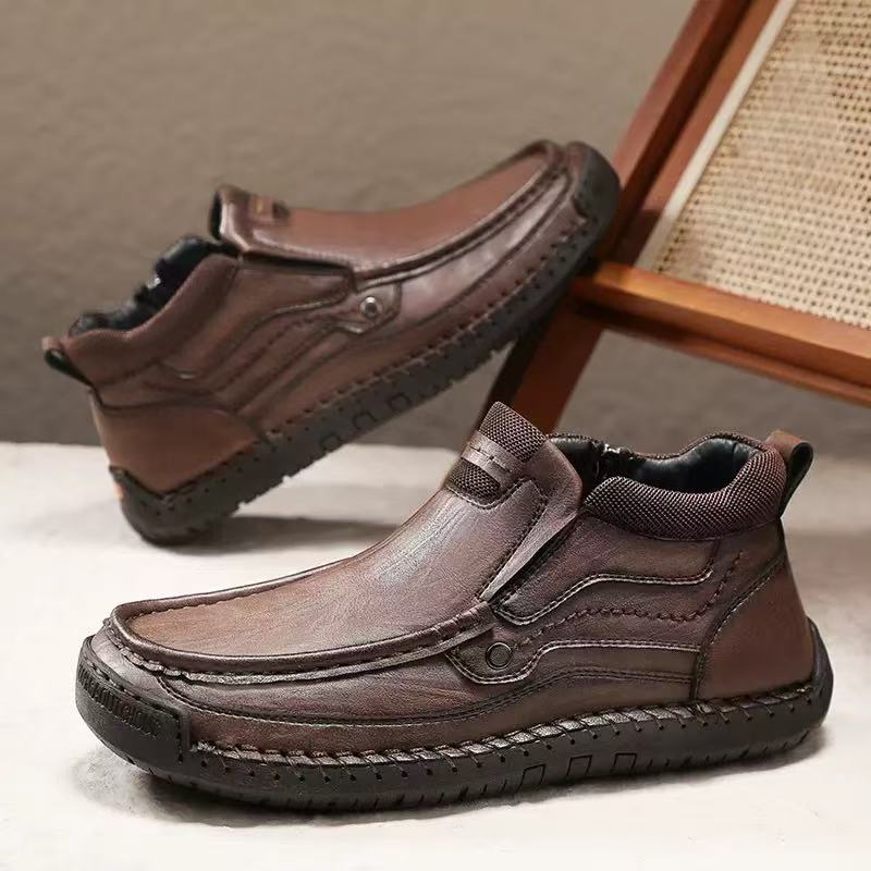 Men's Handmade Genuine Leather No-glue Orthopedic Boots 