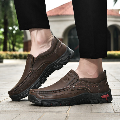 Men's Handcrafted Wide Toe Outdoor Loafers | Arch Support Leather Shoes