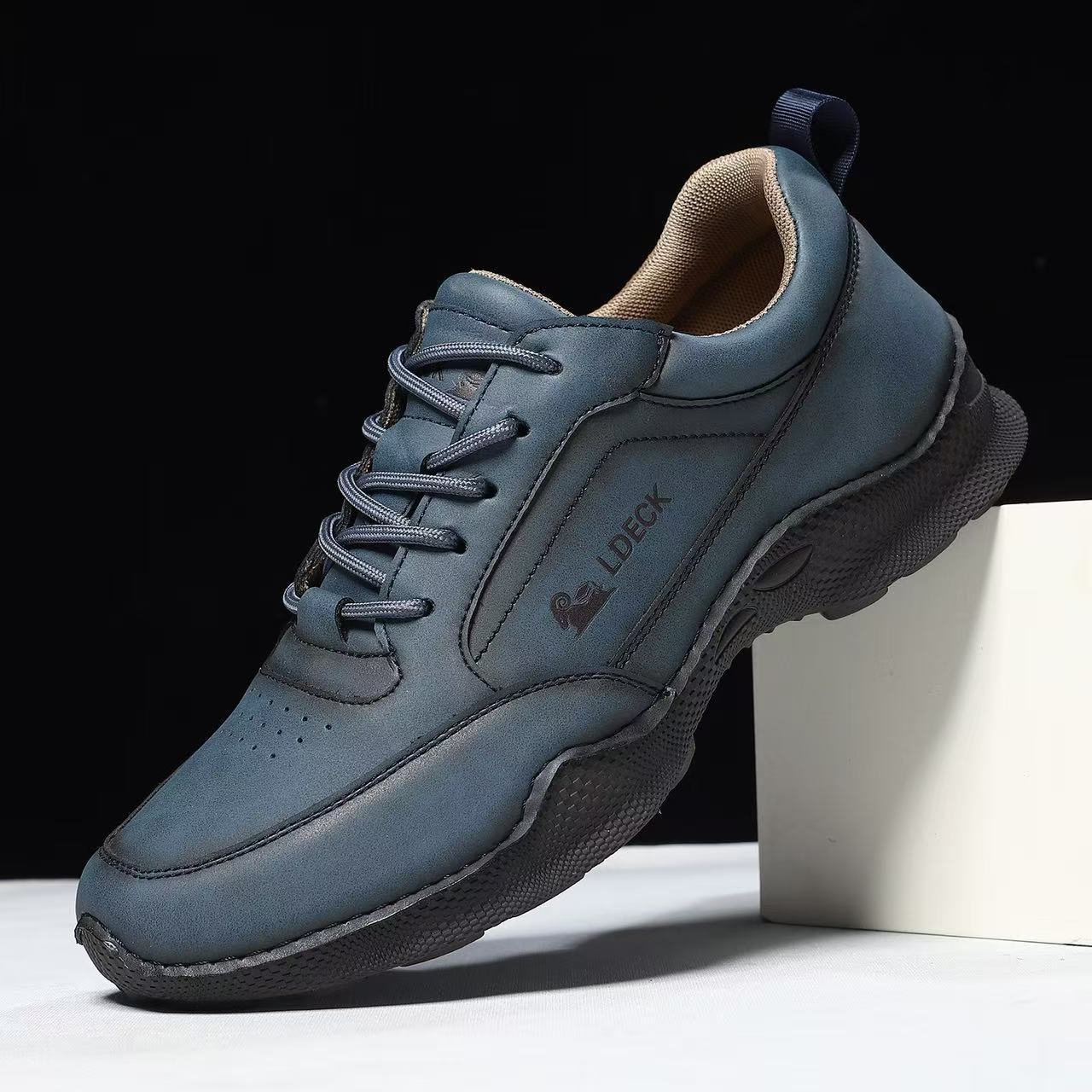 mens Handmade Genuine Leather No-glue Orthopedic shoes 