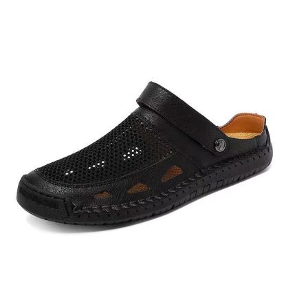 mens handmade No-glue Genuine Leather Breathable sandals