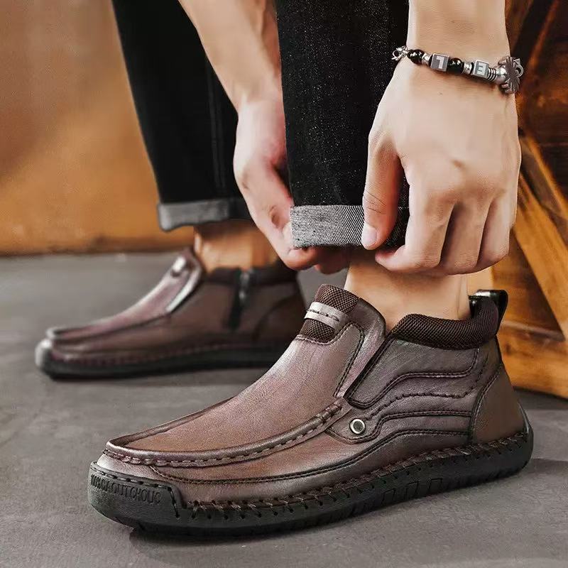 Men's Handmade Genuine Leather No-glue Orthopedic Boots 