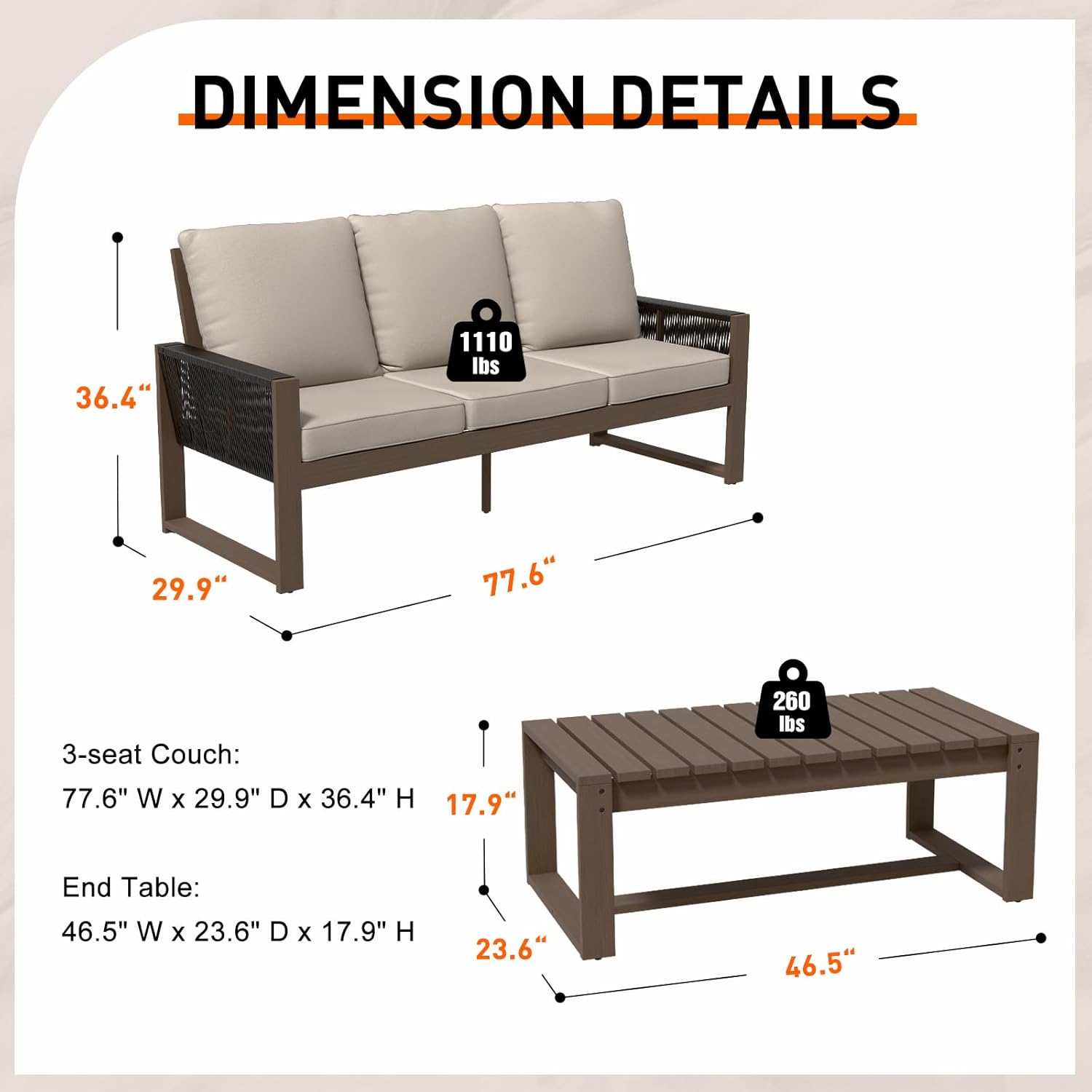 Wood Outdoor Furniture Set/ Patio Conversation Set  2 Piece, Brownish/Beige