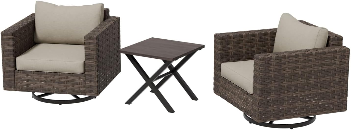 Rattan  Patio Bistro Set 3 Pieces Brown/Beige