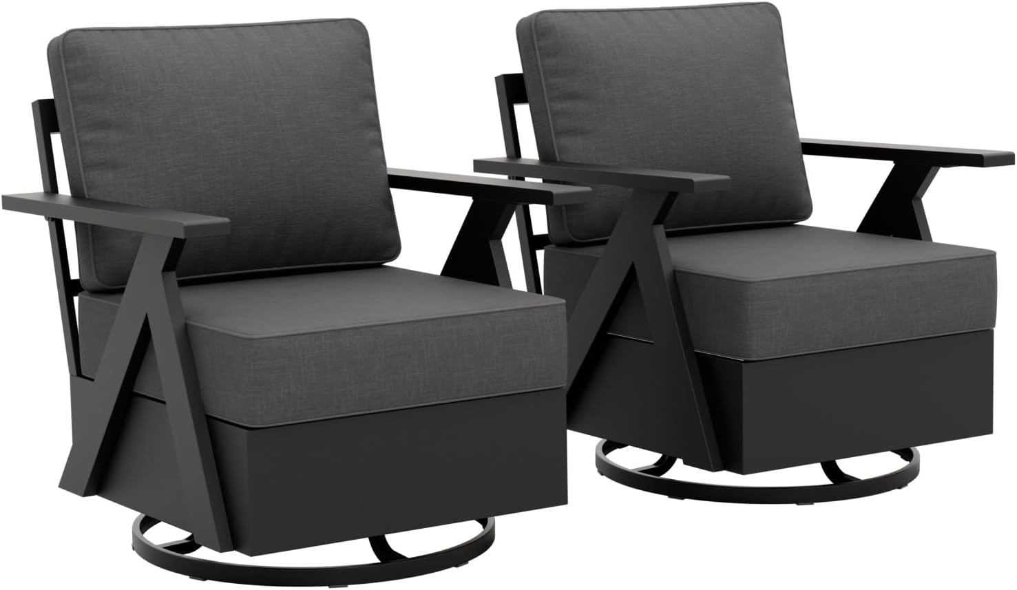 2 Pieces Metal Accent Outdoor Swivel Rocking Chairs