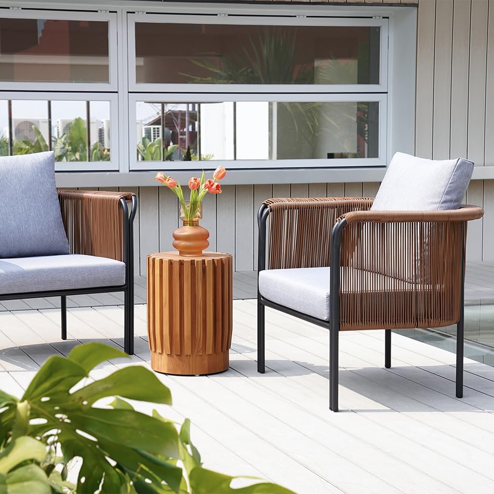 Patio Lounge Chair-Modern Woven PE Rattan Outdoor Chair with Cushions 2pcs