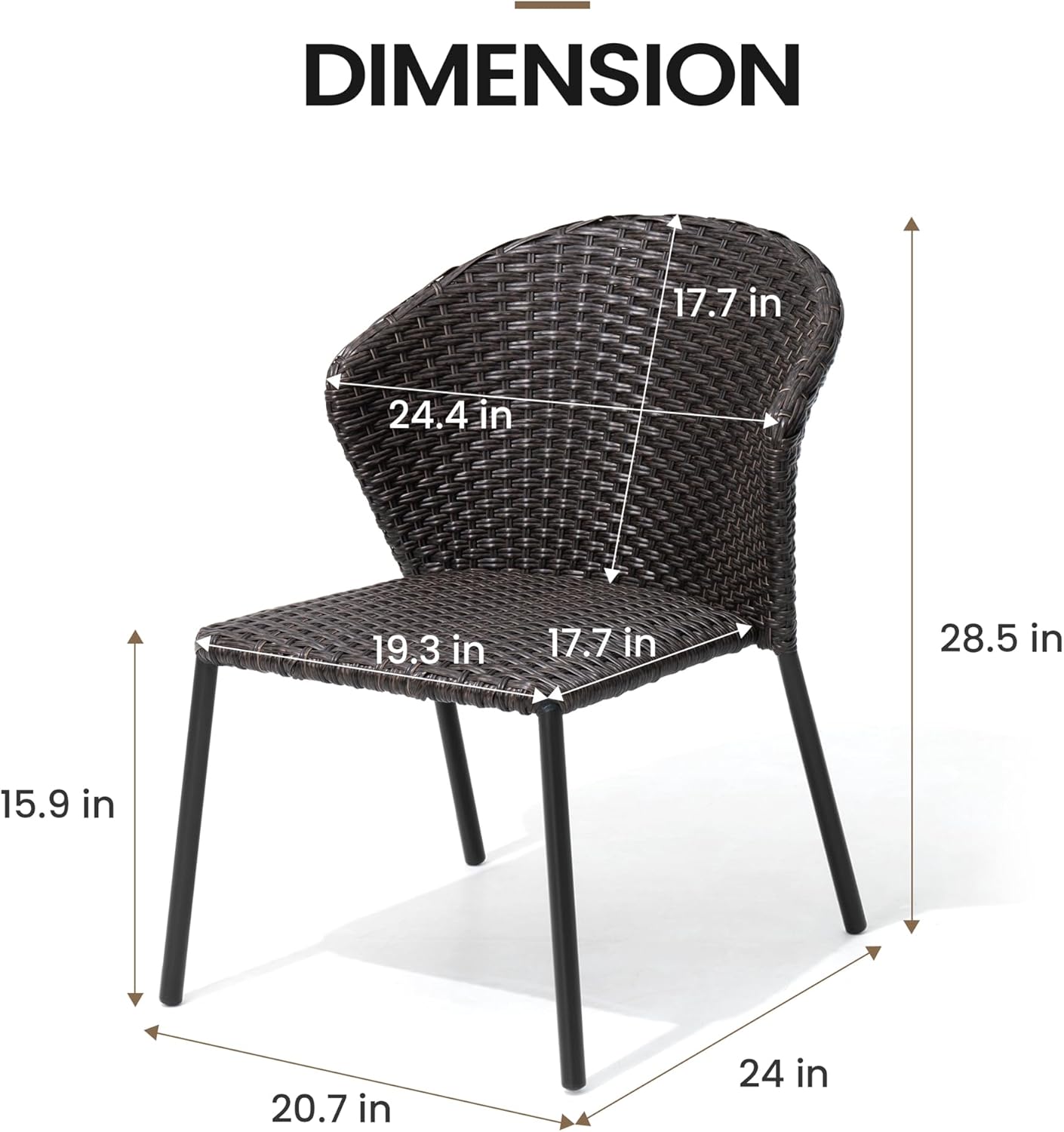 Patio Stackable Wicker Dining Chairs Set of 2