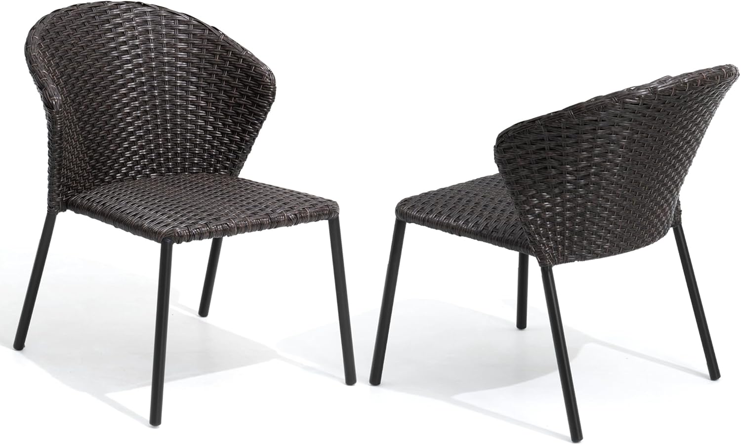 Patio Stackable Wicker Dining Chairs Set of 2