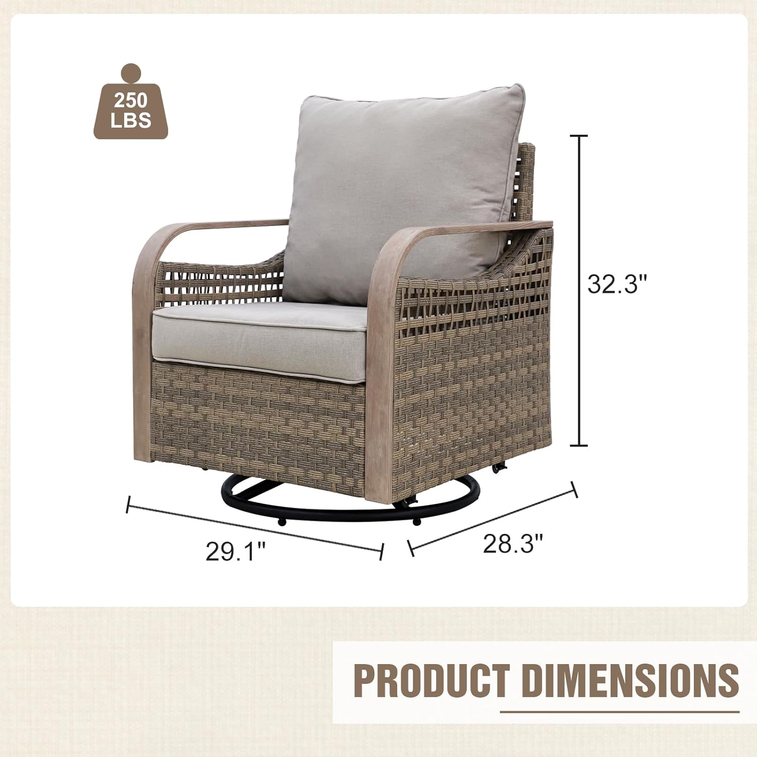 Wicker Outdoor Swivel Rocking Chair Brown/Gray