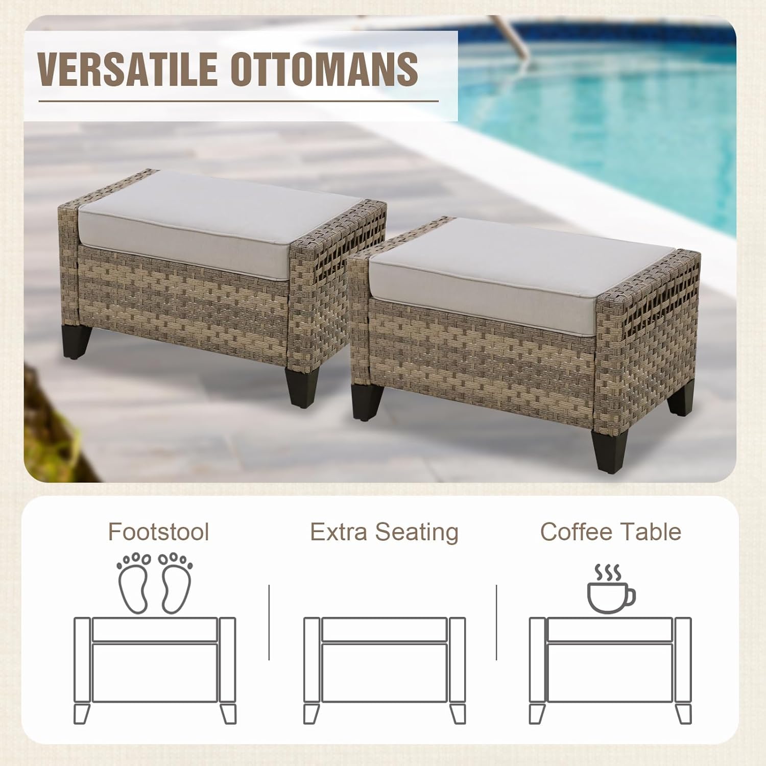Rattan Outdoor Modern Wicker Patio Furniture/ Conversation  Set  3 Pcs  Brown/Gray