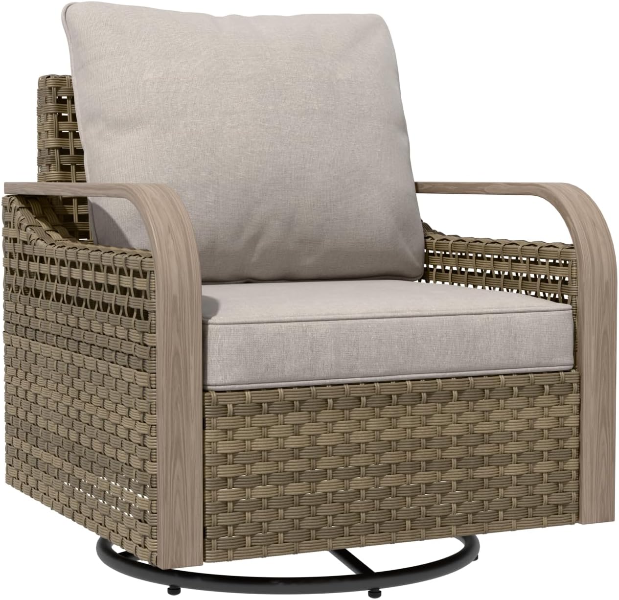 Wicker Outdoor Swivel Rocking Chair Brown/Gray