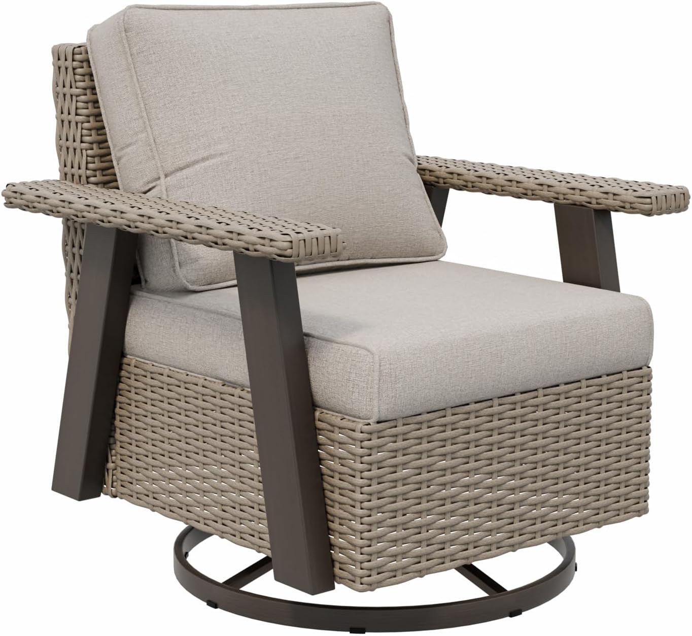 Outdoor  360° Rattan  Swivel Rocker Patio Chair Beige