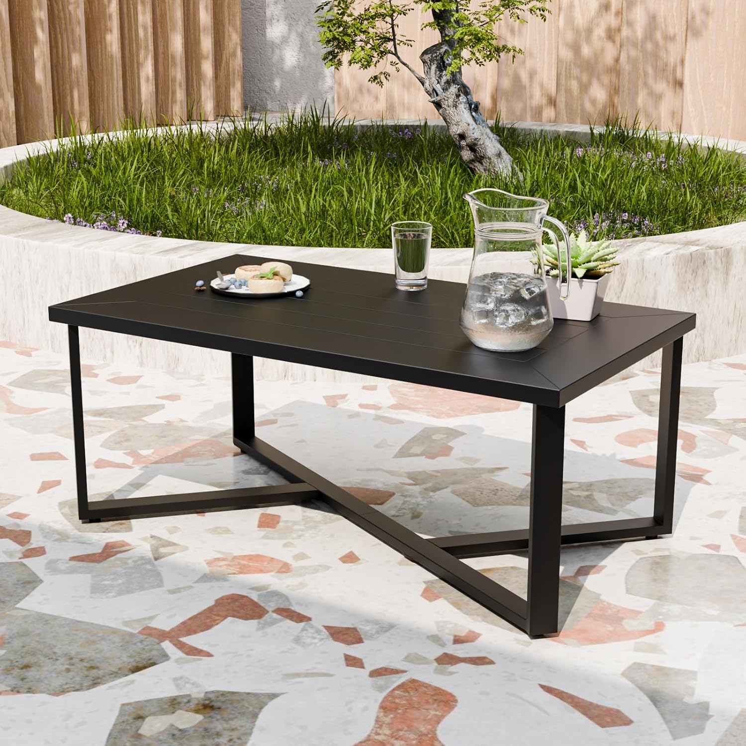 Rectangle Patio Metal Coffee Table 