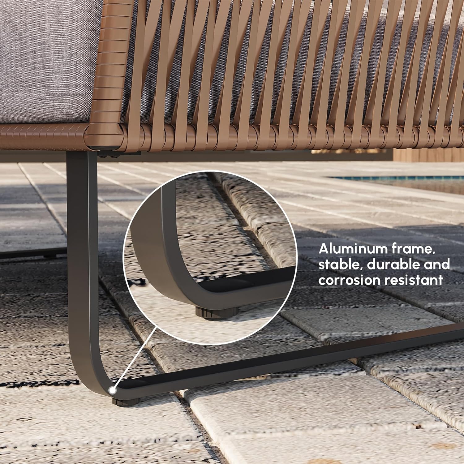 Rattan Patio Outdoor Daybed  Loveseat Gray