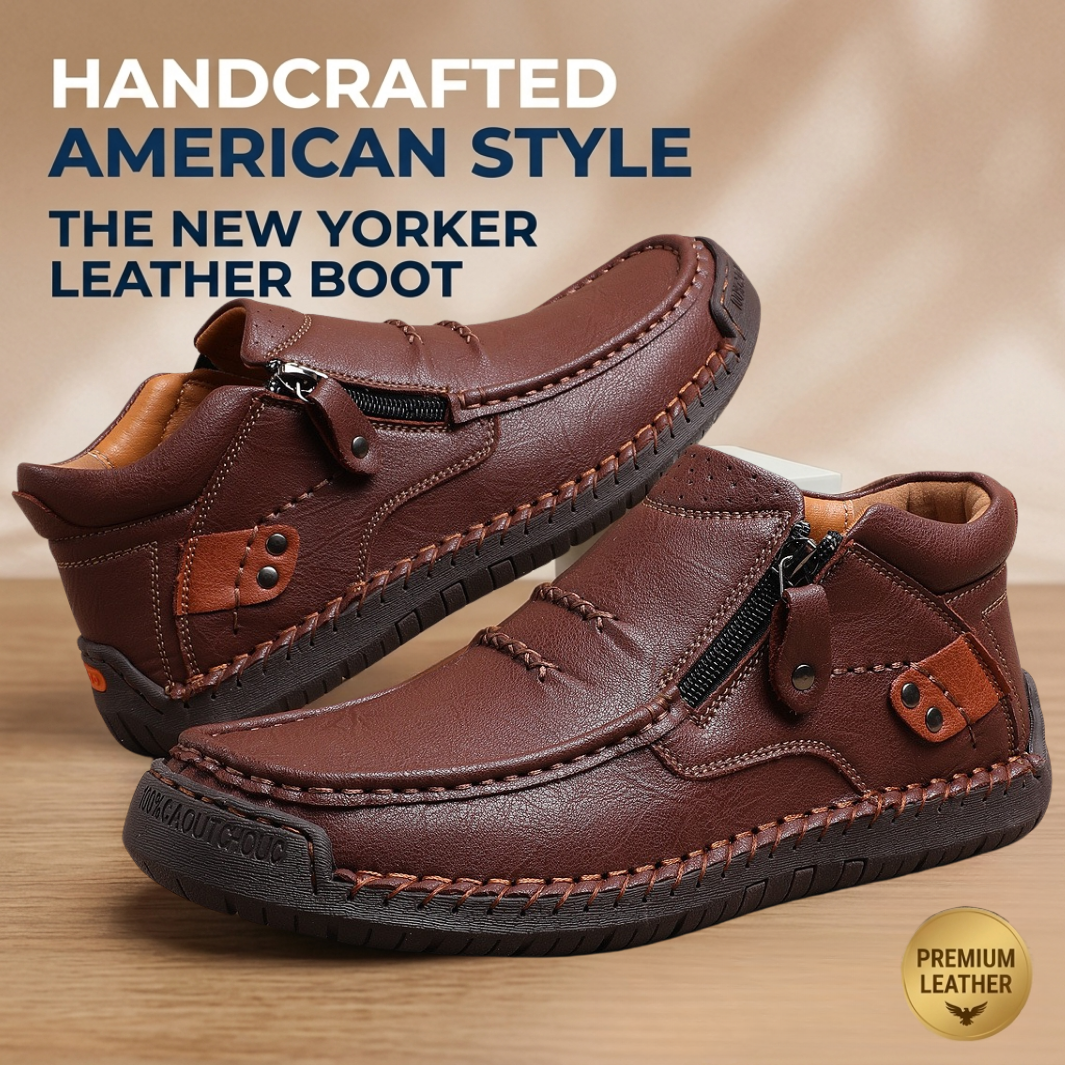 🔥The most popular loafers in 2026 👞Men's Premium Handmade Leather Orthopedic Boots | Arch Support & Wide Toe Box for All-Day Comfort