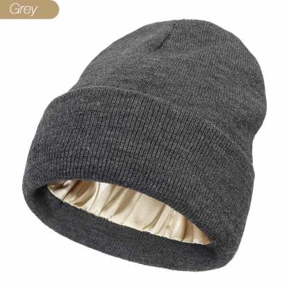Satin Lined Winter Beanie Hats-No static-No frizz
