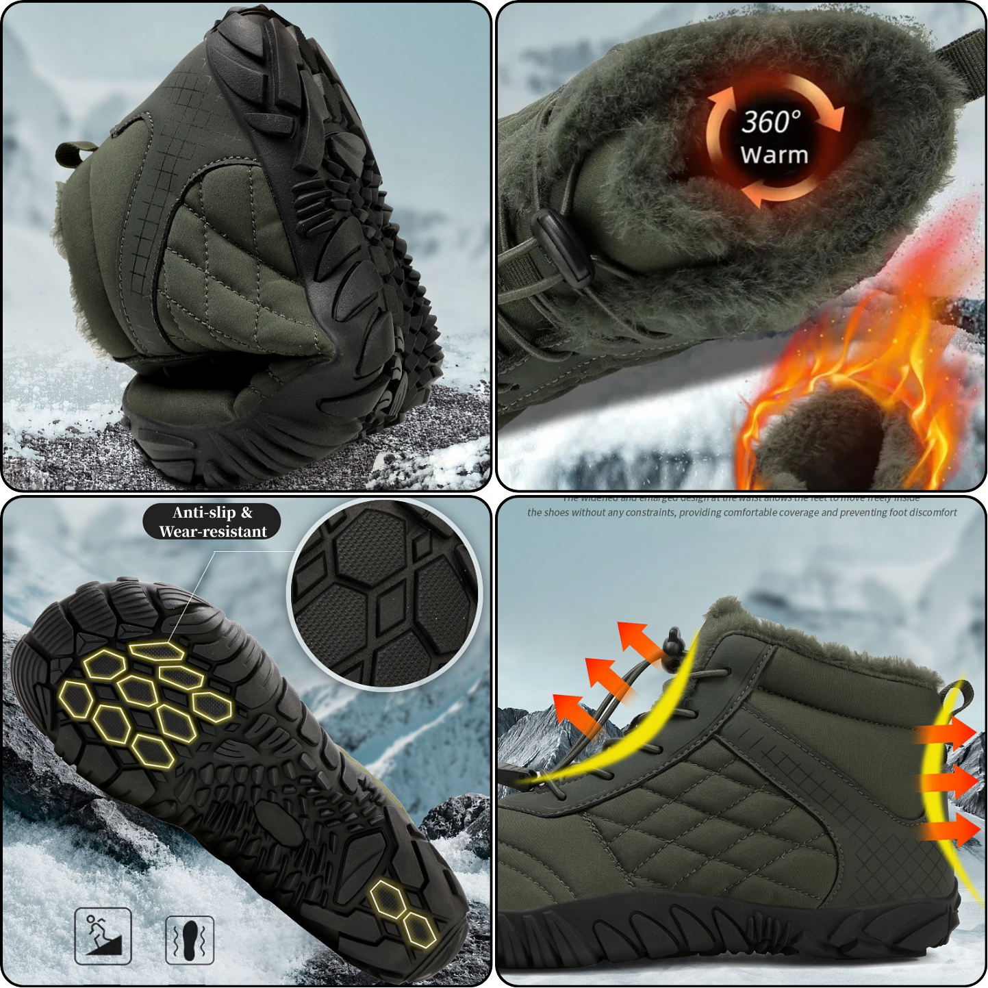 ❄️ArcticStride- Non-slip & Carbon Fiber Waterproof Winter Barefoot Shoes (Unisex)