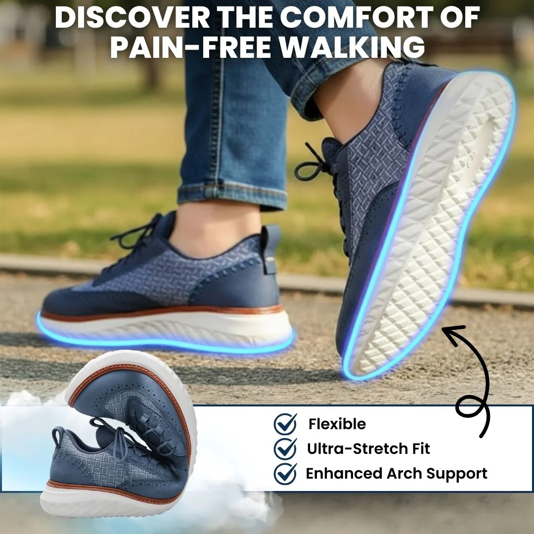 ⏰LAST DAY - 60% OFF🛒 Men’s Comfortable Lace-Up Brogue Sneakers – Ultra-Lightweight & Breathable Woven Upper, Arch Support, Wide-Toe Fit, Shock-Absorbing Sole for All-Day Comfort