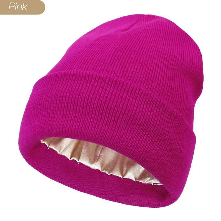 Satin Lined Winter Beanie Hats-No static-No frizz