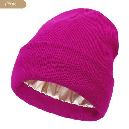 Satin Lined Winter Beanie Hats-No static-No frizz