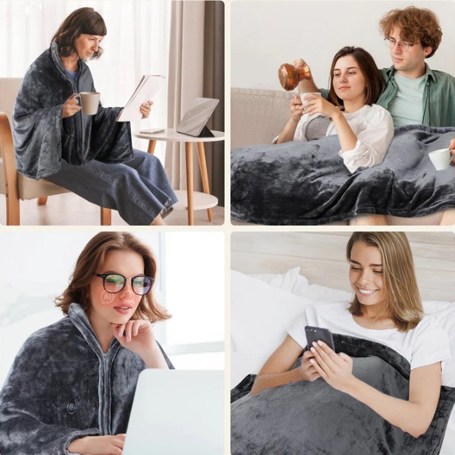 Relaxing at home with the heated blanket