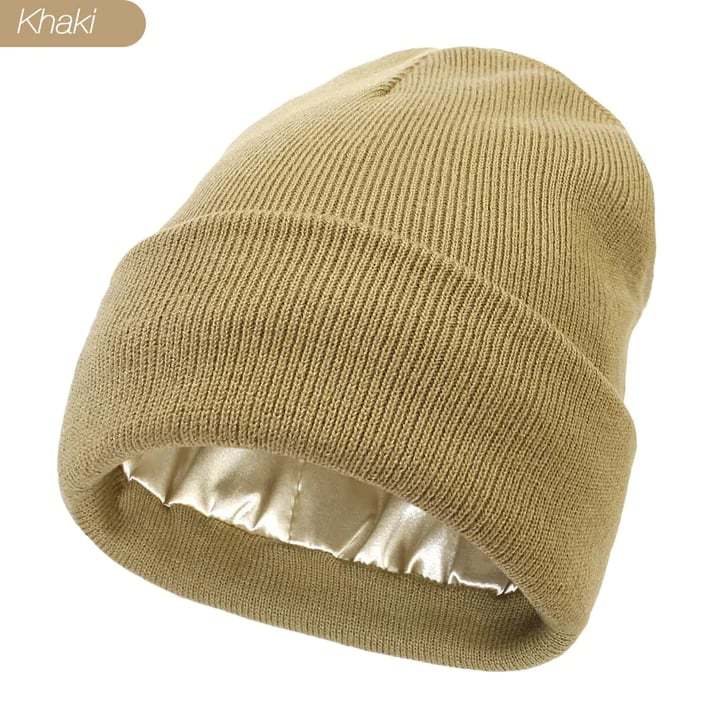 Satin Lined Winter Beanie Hats-No static-No frizz