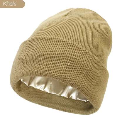 Satin Lined Winter Beanie Hats-No static-No frizz