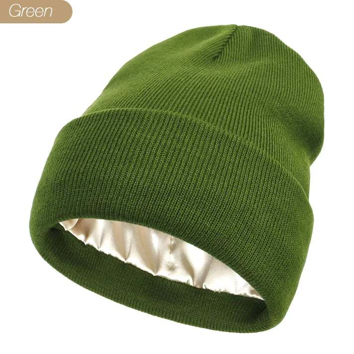 Satin Lined Winter Beanie Hats-No static-No frizz