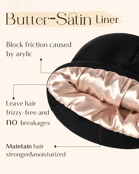 🎄Early Christmas Discount 60% OFF--Satin Lined Winter Beanie Hats-No static-No frizz