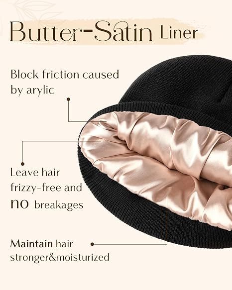 🎄Early Christmas Discount 60% OFF--Satin Lined Winter Beanie Hats-No static-No frizz