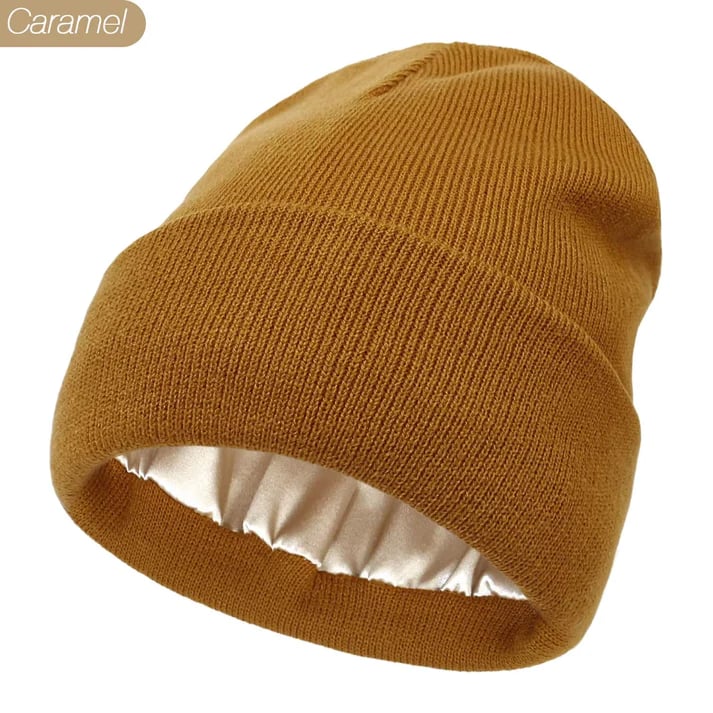 Satin Lined Winter Beanie Hats-No static-No frizz
