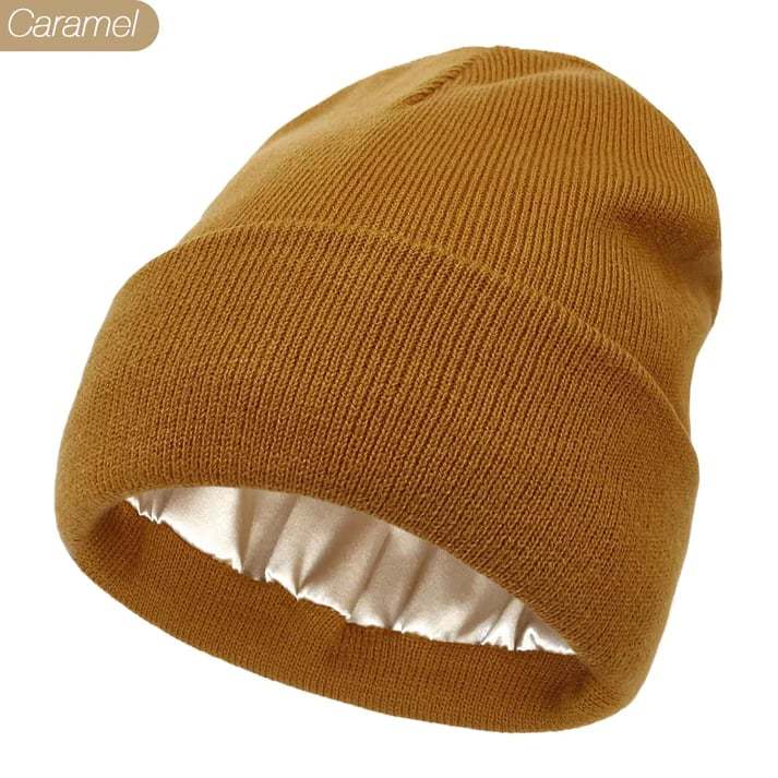 Satin Lined Winter Beanie Hats-No static-No frizz