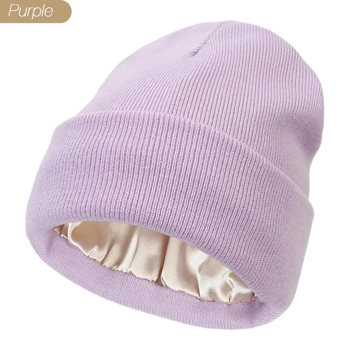 Satin Lined Winter Beanie Hats-No static-No frizz