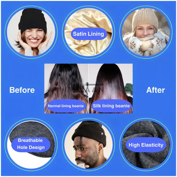 🎄Early Christmas Discount 60% OFF--Satin Lined Winter Beanie Hats-No static-No frizz