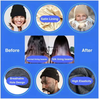 🎄Early Christmas Discount 60% OFF--Satin Lined Winter Beanie Hats-No static-No frizz