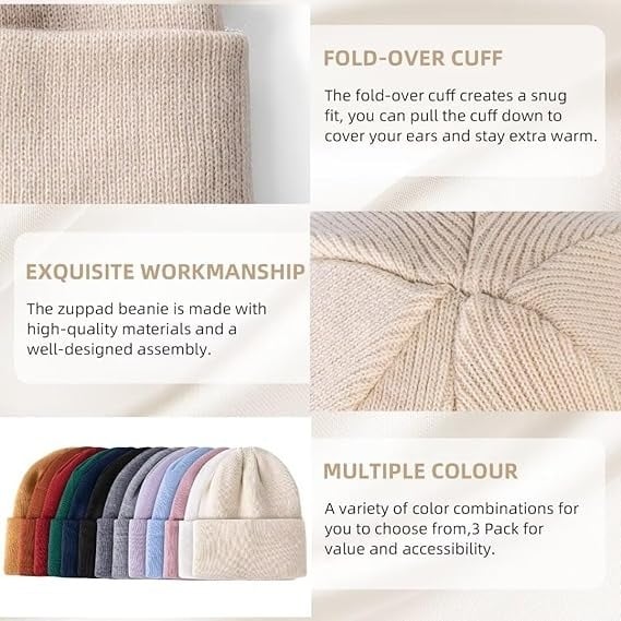 Satin Lined Winter Beanie Hats-No static-No frizz