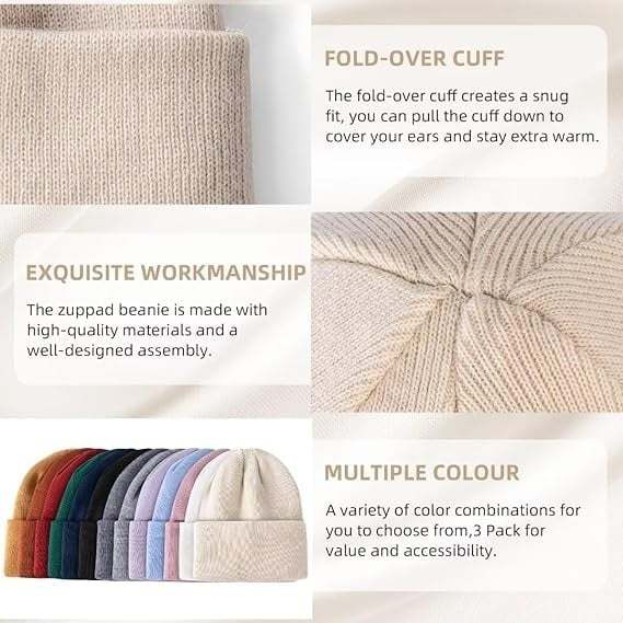 Satin Lined Winter Beanie Hats-No static-No frizz